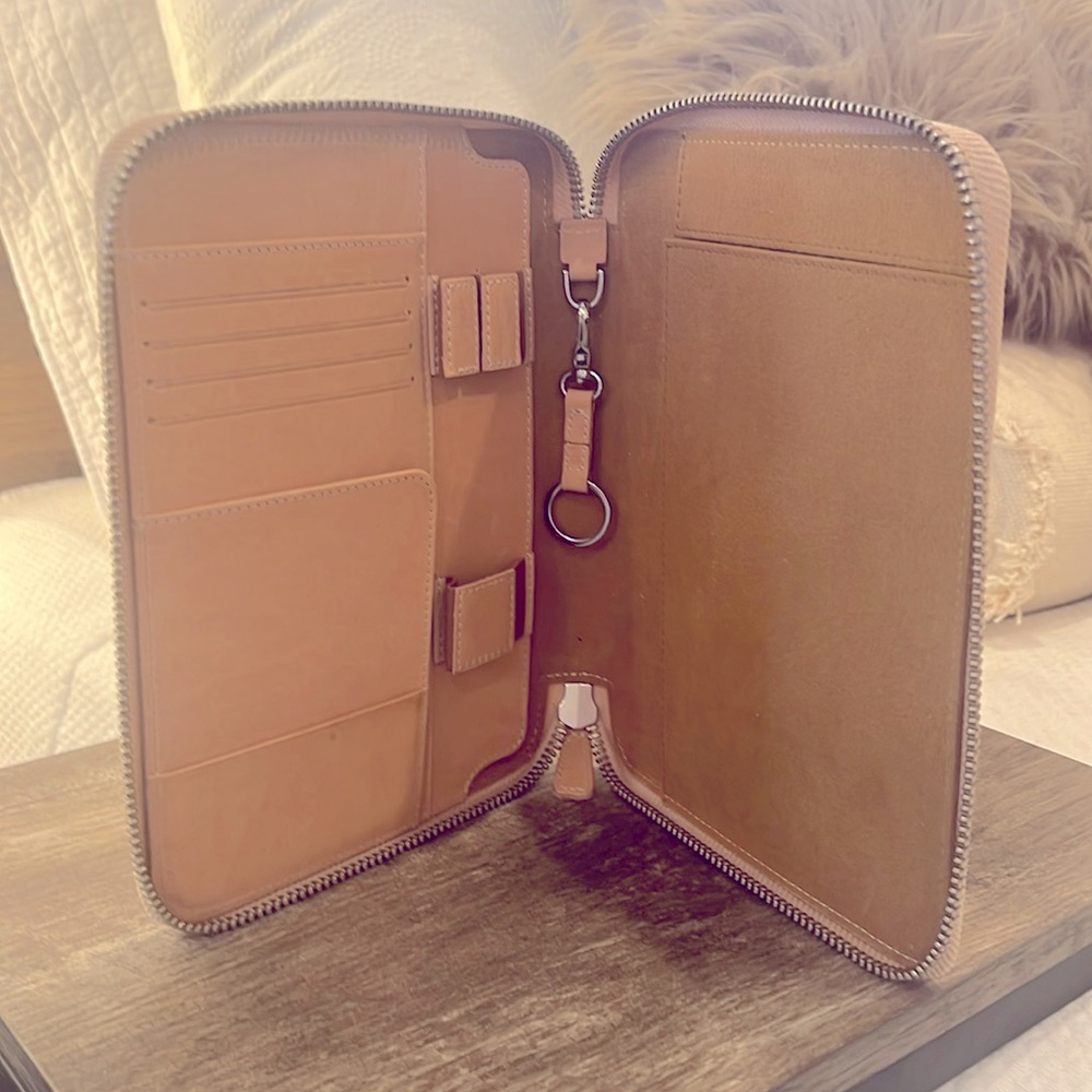 Tan Leather Zip Planner Cover